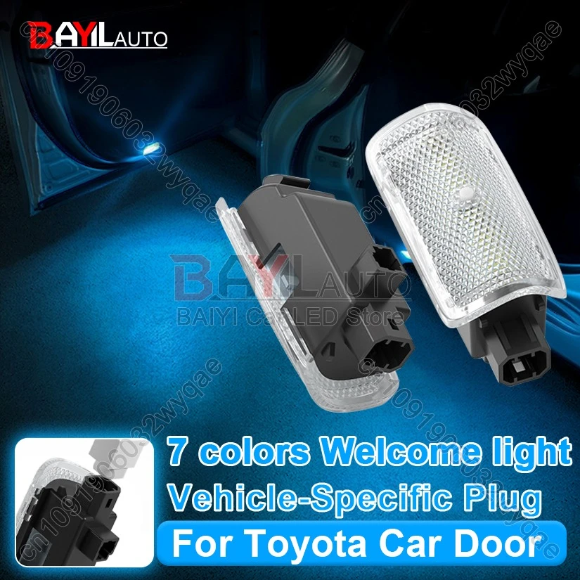 Customized for Toyota car door welcome light, Car door opening dynamic welcome atmosphere floor light,Car warning lighting