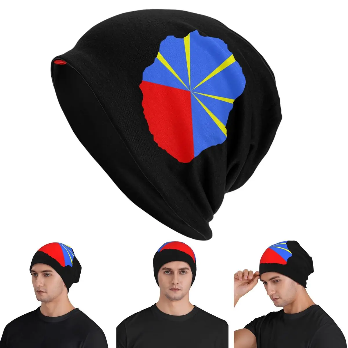 

974, шапки с флагом острова Реюньона, шапки Skullies, теплая осенне-зимняя уличная шапка, вязаные шапки с капюшоном для взрослых унисекс