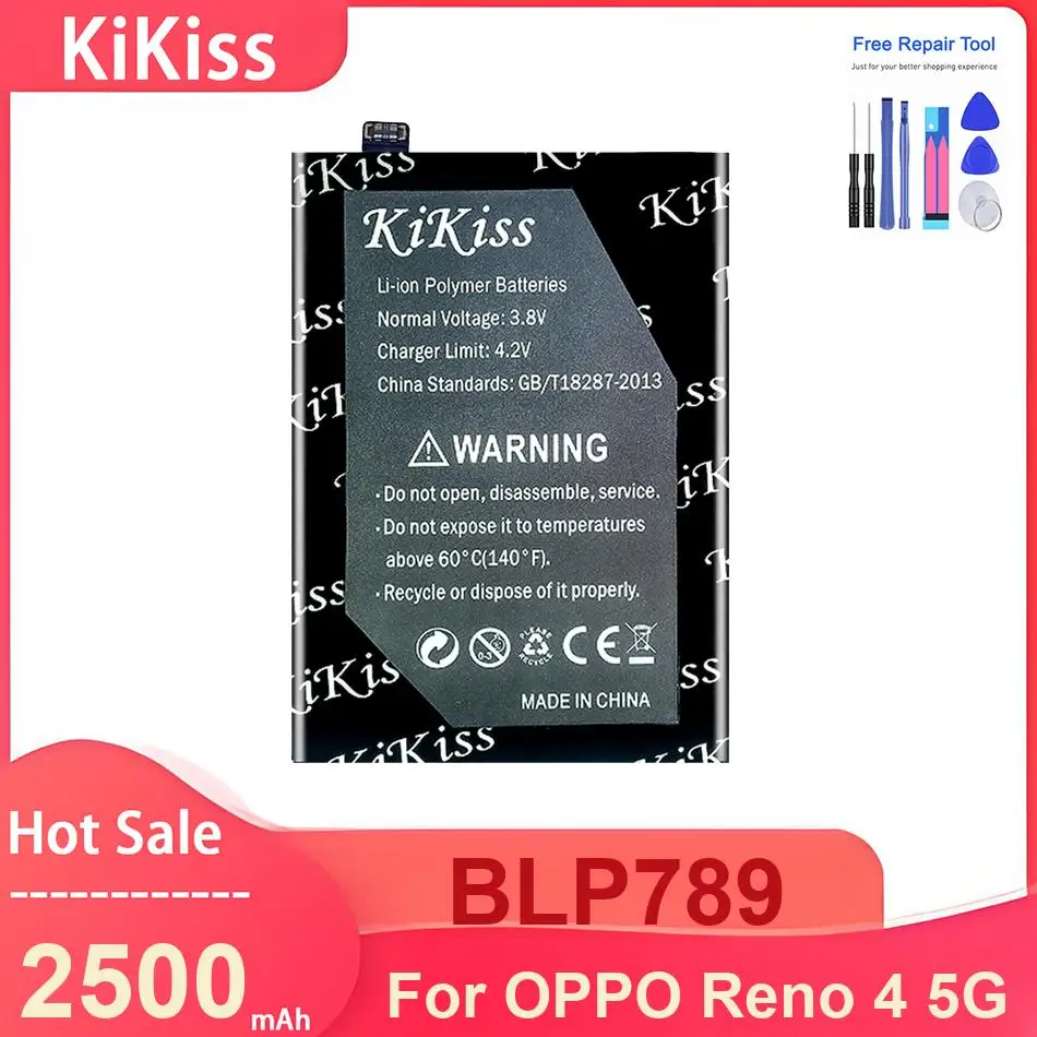 

Аккумулятор для мобильного телефона KiKiss для OPPO Reno 4 5G, аккумуляторы BLP789 2500 мАч