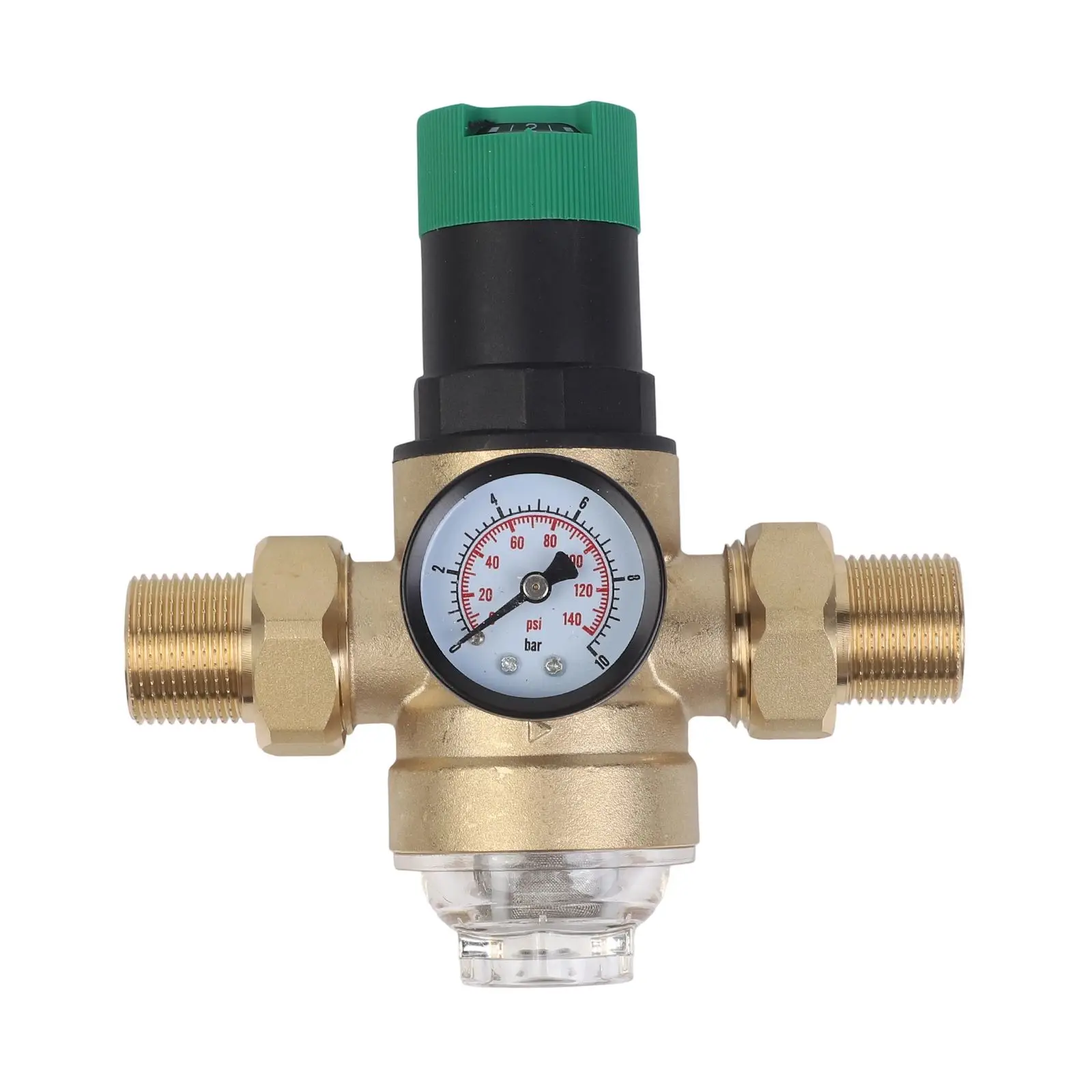 Household Water Pressure Valve Double Union Pressure Valve Sturdy Bottle Body Visual Pressure Gauge Energy-saving
