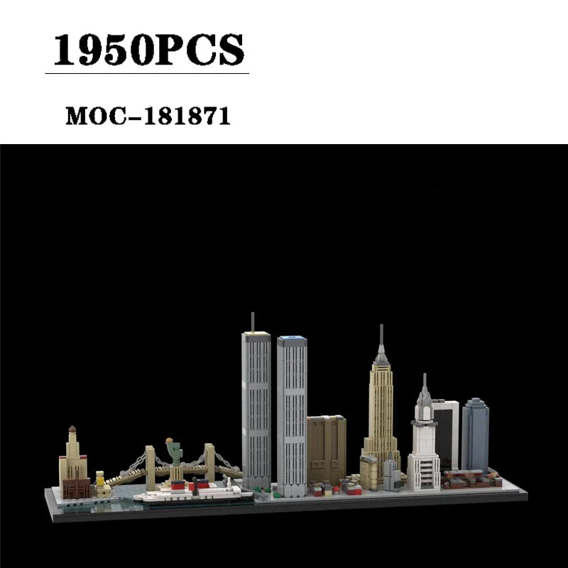 New Building Block MOC-181871 New York City Skyline Horizon 1950PCS Boys DIY Puzzle Education Birthday Christmas Toy Gift