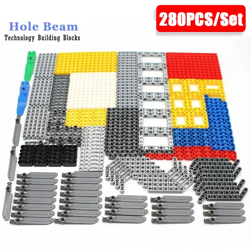 280Pcs Technology Building Blocks Hole Beam Frame Parts Modified MOC Small Bricks DIY Assembly Educational Construction Toy Sets