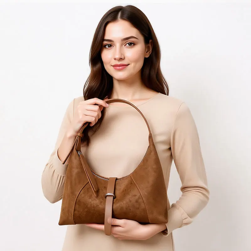 Fashion Women's Bag Suede Cow Leather Luxury Designer Shoulder Bag Women Versatile Handbags Female Trend Crossbody Hobos Bags