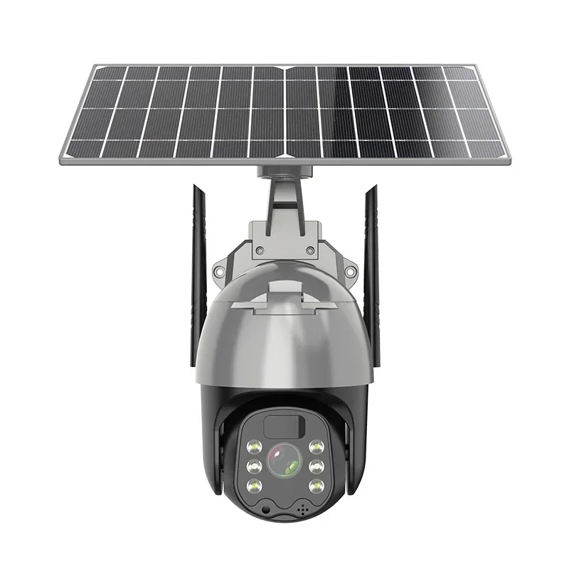 High Quality CCTV Camera Surveillance 4G Wifi Wireless Outdoor Solar Powered PTZ Security Camera With Solar Panel