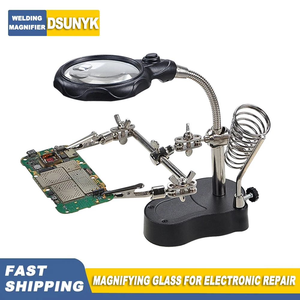 Magnifying Glass for Electronic Repair Third Hand for Soldering With Magnifying Magnifying Glass With Professional Led Light