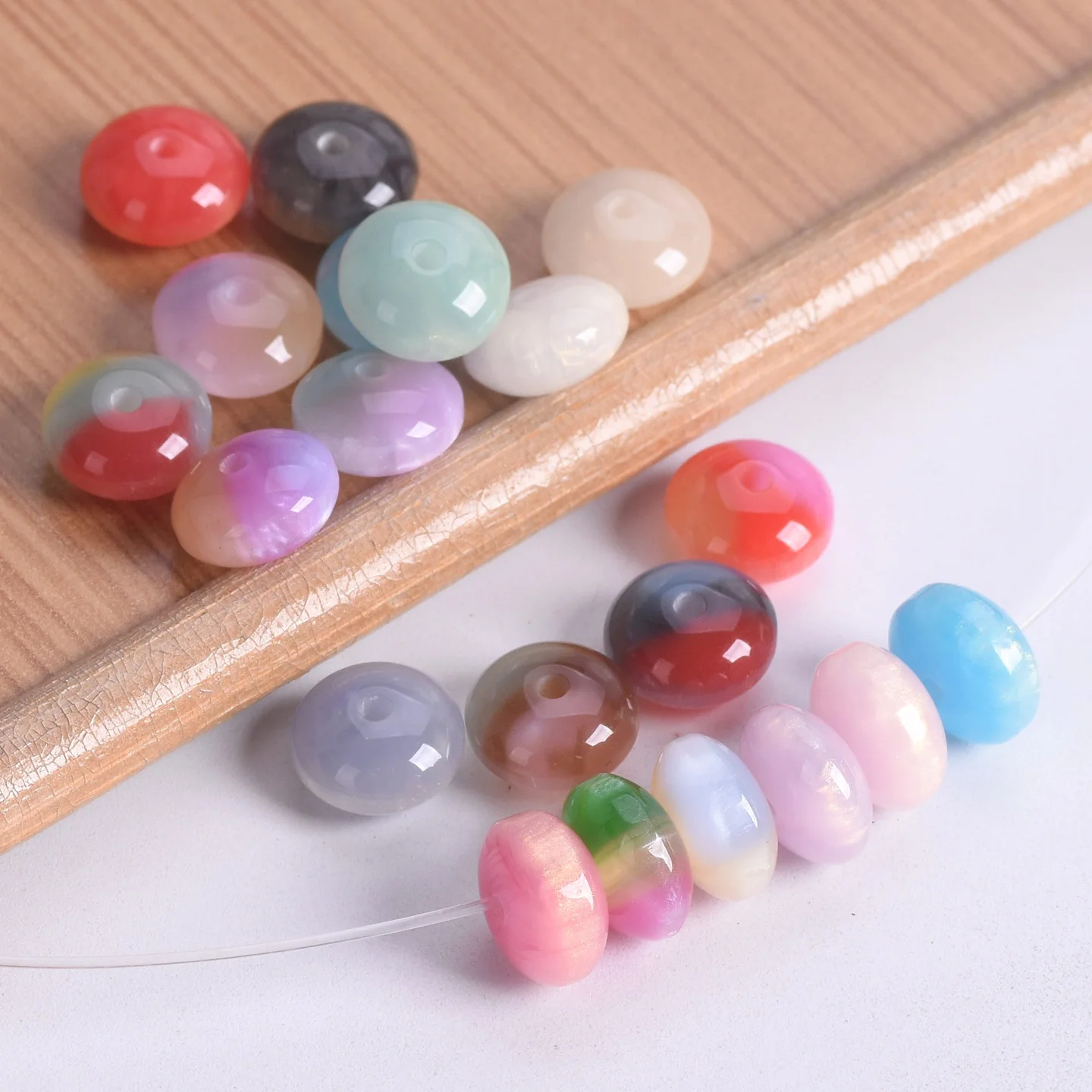 

20pcs Rondelle Shape 8x5mm Glossy Resin Plastic Loose Spacer Beads For Jewelry Making DIY Crafts Findings