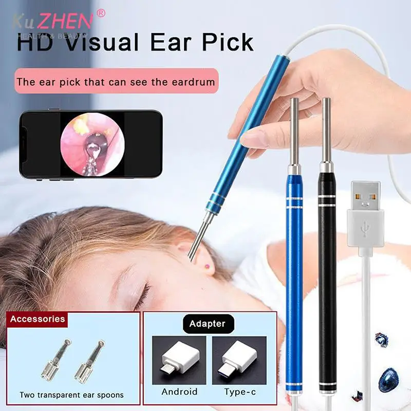 1Set Visual Ear Endoscope Earpick Endoscope Spoon Ear Cleaner Camera Otoscope Ear Wax Remover Earwax Removal Tool Ear Care Tool