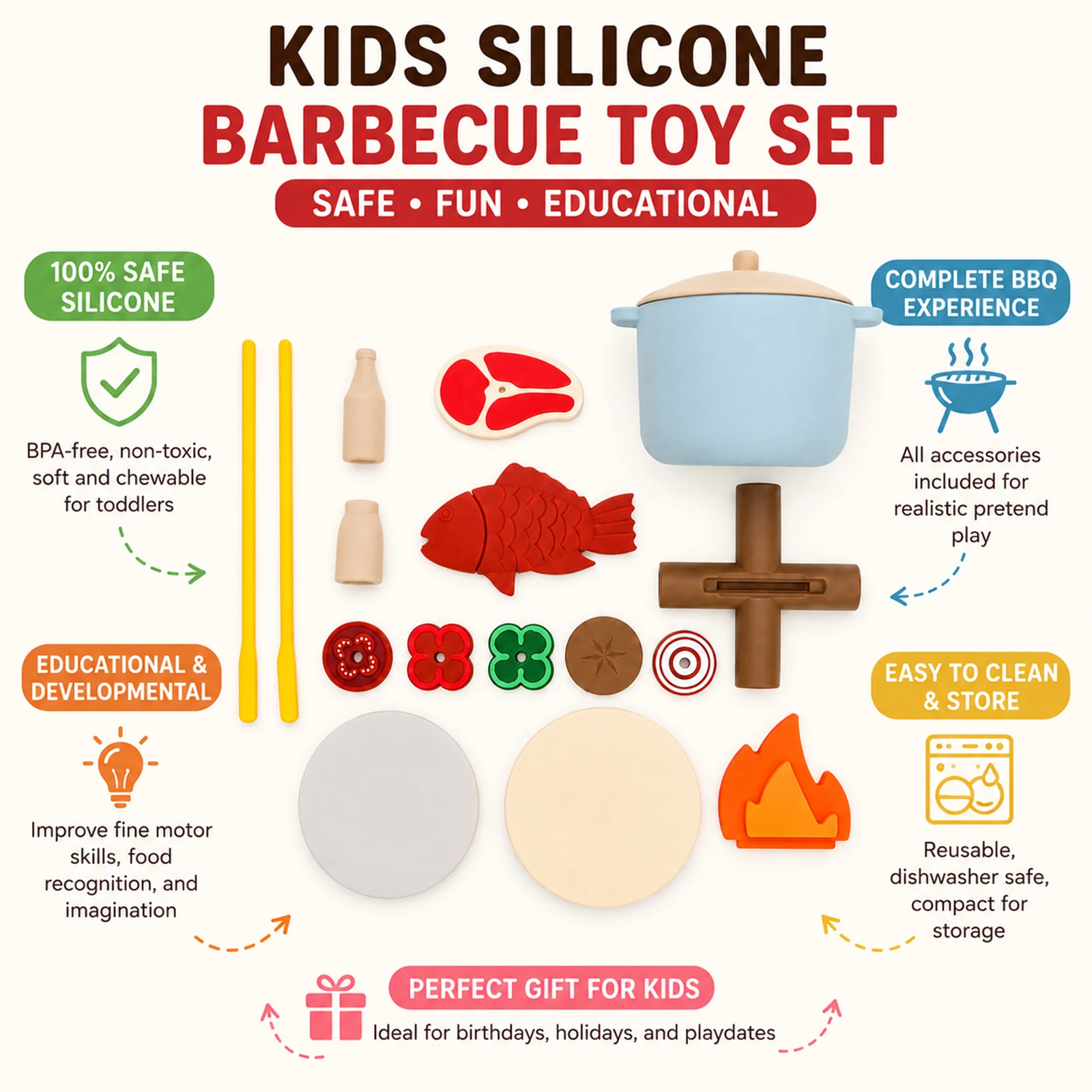 Silikon Camping Spielzeug Set Für Kinder Montessori Kochset_voghion.com