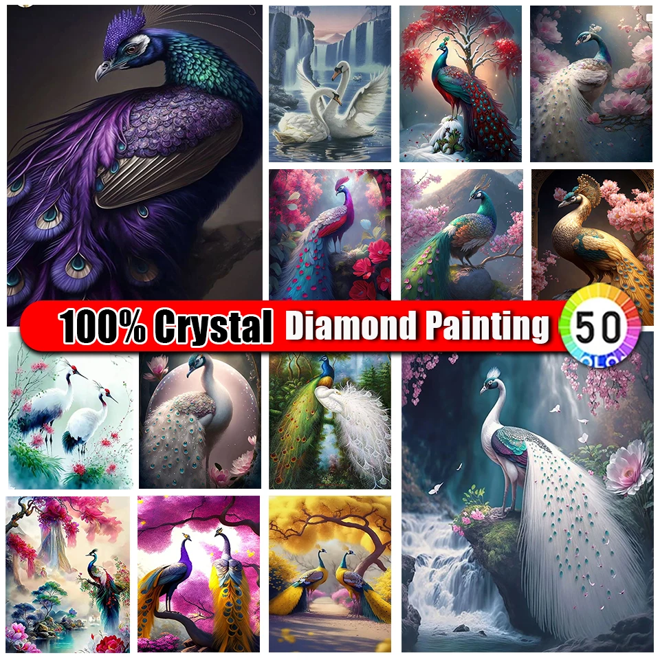 

Merdika 100% Crystal Diamond Painting Peacock Cross Stitch Animal 5D Diamond Embroidery Sale Mosaic Rhinestone Pictures Art