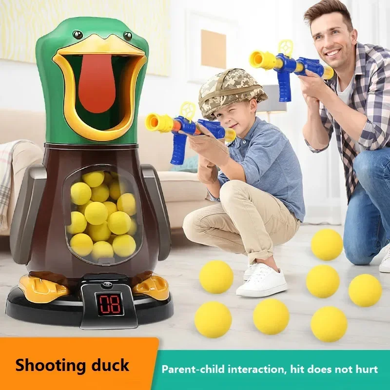 Duck Shooting Toy Gun for Kids, pistola pneumática, bala macia, pistola de bola com luz, pontuação eletrônica, jogos de batalha, engraçado