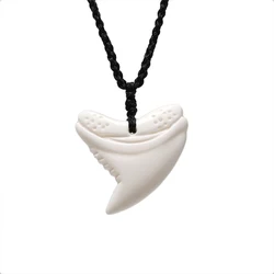 GX047 New Zealand Maori Primitive tribes jewelry handmade-carved Shark teeth pendant necklace yak bone Choker for surfing