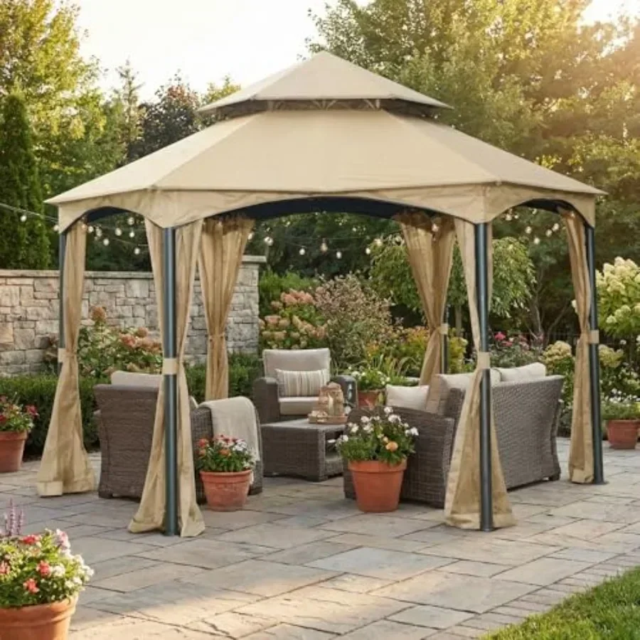 Reinforced RipLock 350 Replacement  Top and Netting Set Compatible with Southbay Hexagon 12 x 12 Gazebo Models L-GZ793PST-A A11