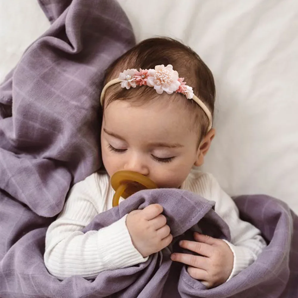 Diademas de flores para bebé, banda para la cabeza para recién nacido de 0 a 12 meses, diadema infantil, tocado de Boutique, alta elasticidad