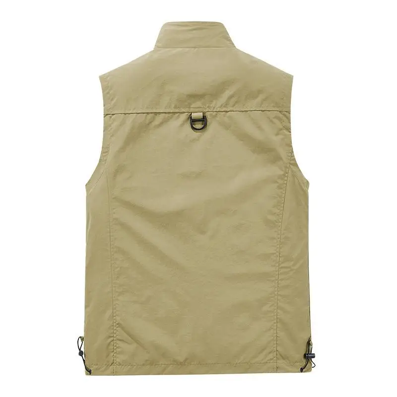 Multi Pocket Men's Vest Jacket Outdoor Sports Fishing Reporter Photography Leisure Volunteer Vest Sleeveless Coat Printed Logo