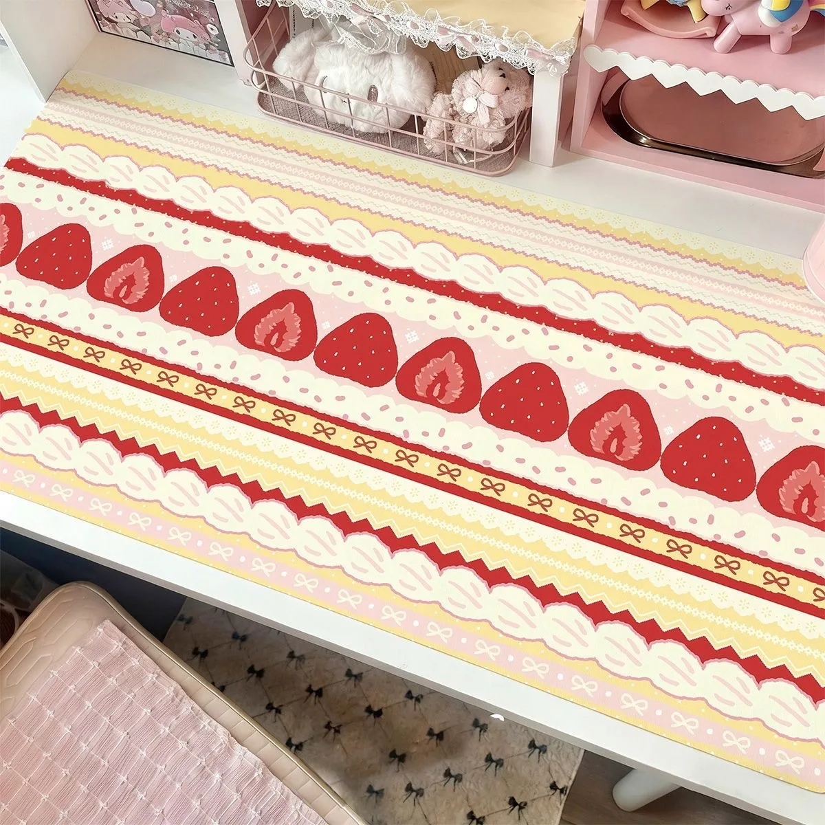 Strawberry Cake Leather Desk Pad Protector Non-Slip Large Mouse Pad Mat Pc Home &Office Desk Mat PU Leather Laptop Table Pad