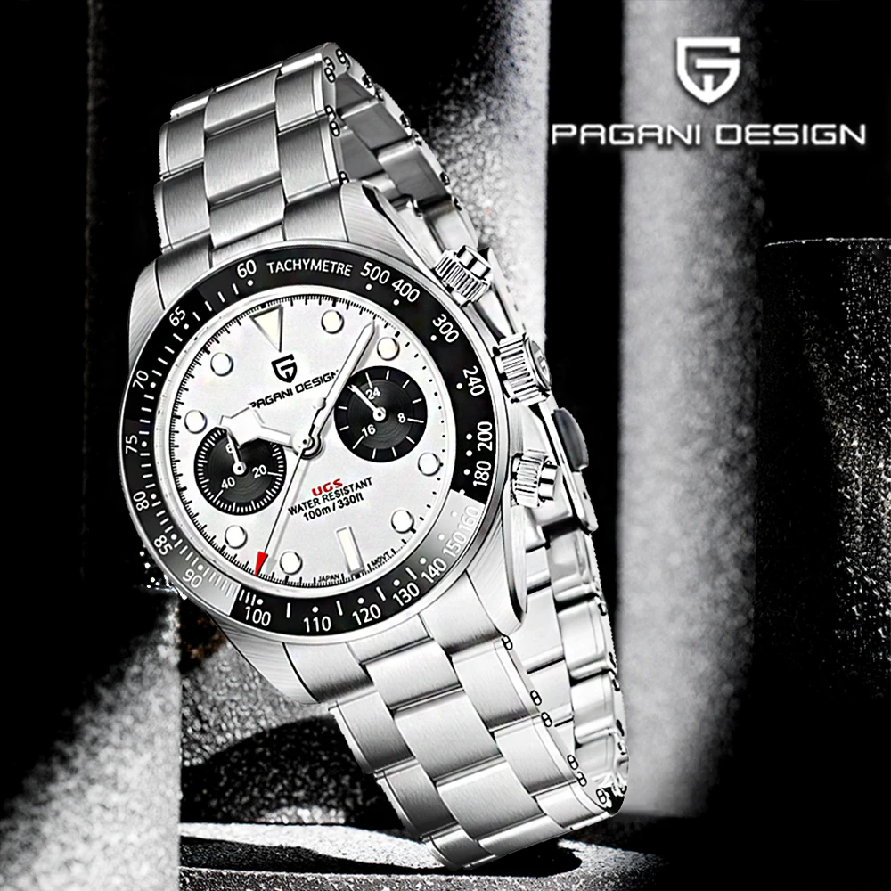 2026Pagani design Panda men's watch fashion men's quartz watch speed sports chronograph top brand Sapphire all-steel watch reloj