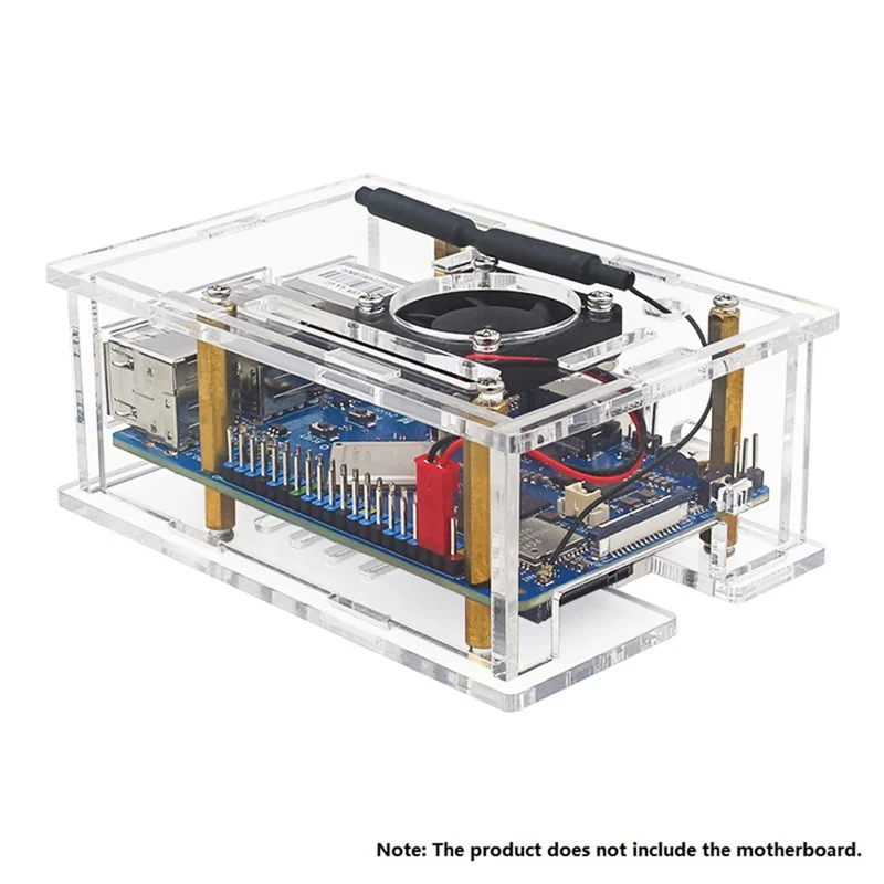 Upgraded For Orange Pi 4A Case Acrylic Enclosure Transparent Shell With Heatsinks Fan