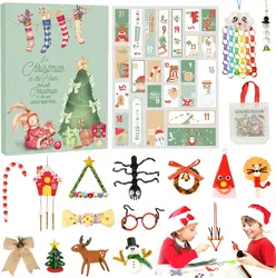 DIY Arts & Crafts Advent Calendar for Kids 2024 Christmas Include Instructions, 24 Fun Creative Christmas Handmade Ornaments Tre