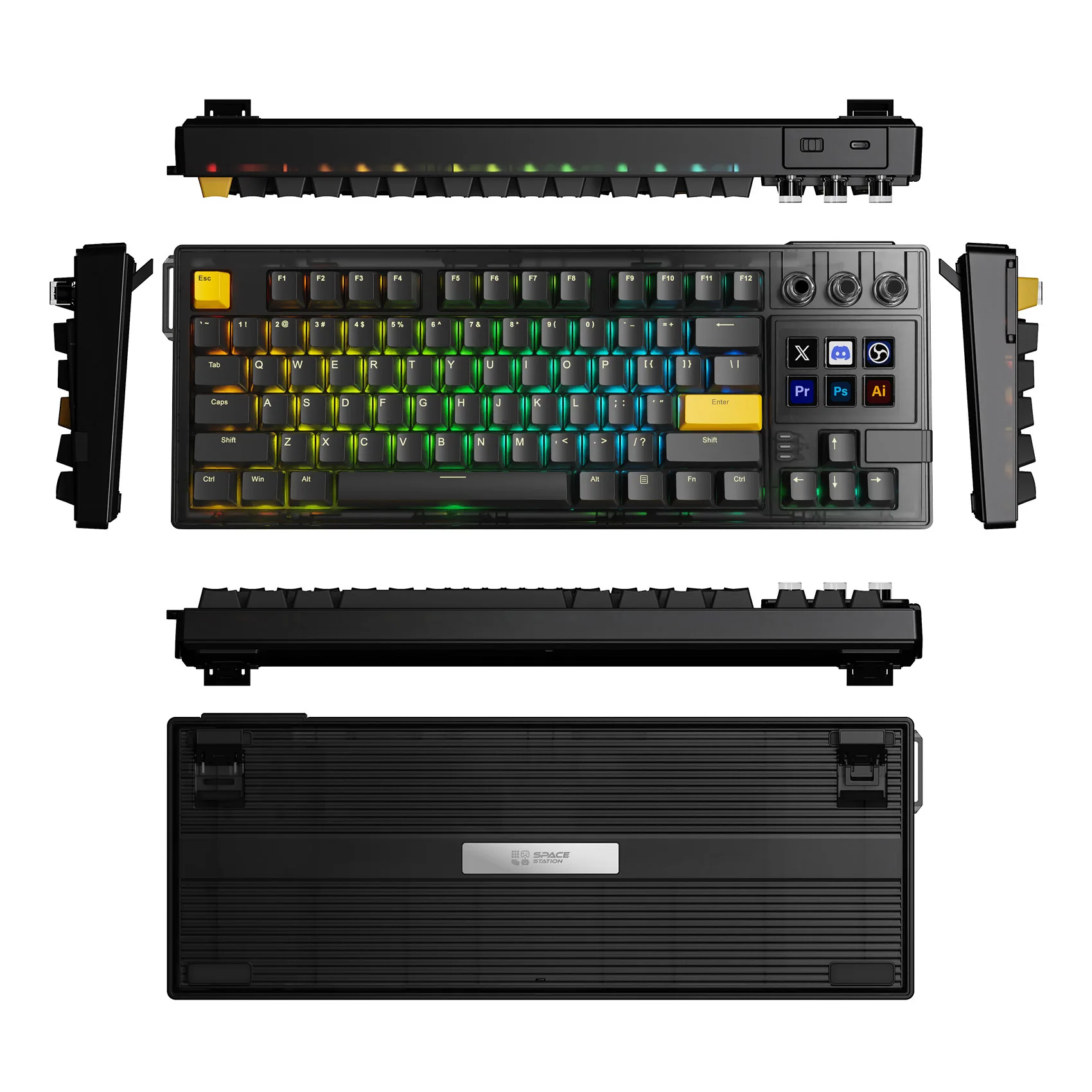 NEW Mirabox K1 Pro Mechanical Keyboard Knob LCD Keys Wired Keyboard RGB Gasket Multifunctional Macro Programming Keyboard Game image 3