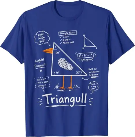 Y2k Mathematik Geometrie Persönlichkeits-T-Shirts, Dreieck Möwe Vogel Wortspiel Lustiges Geometrisches T-Shirt aus Weicher Baumwolle – Detail 15