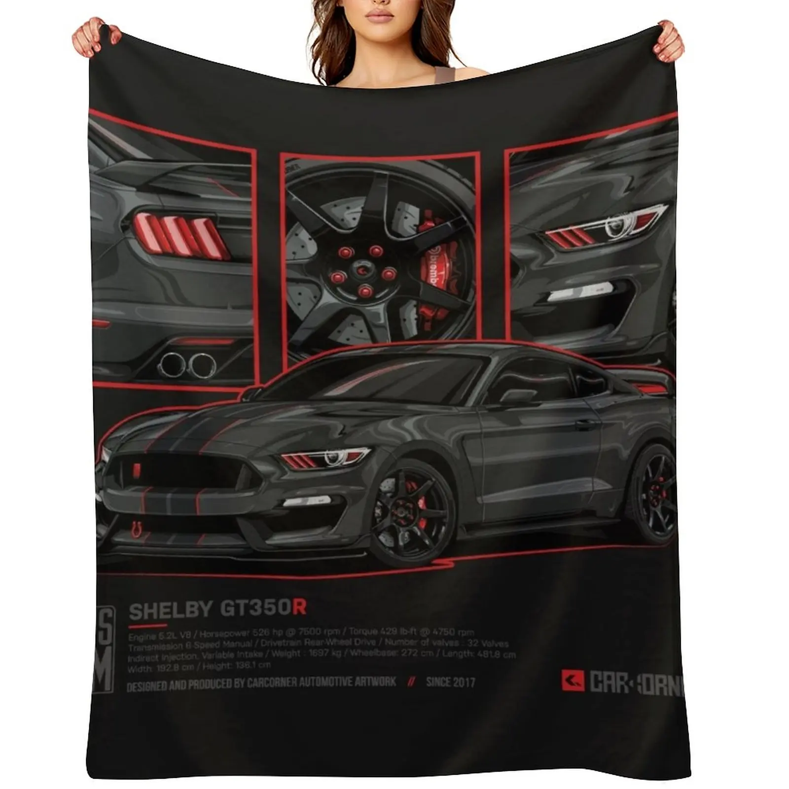 

Shelby GT350R - USDM - CarCorner Throw Blanket Sofa Throw halloween wednesday Luxury Throw Blankets