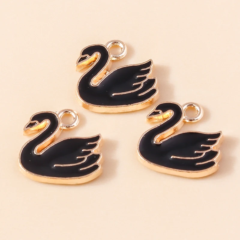 20 Stück 14 x 14 mm niedliche Emaille-Tier-Schwan-Anhänger für die Schmuckherstellung, Halsketten, Ohrringe, Armbänder, Zubehör, DIY-Handwerk, Geschenk – Detail 3