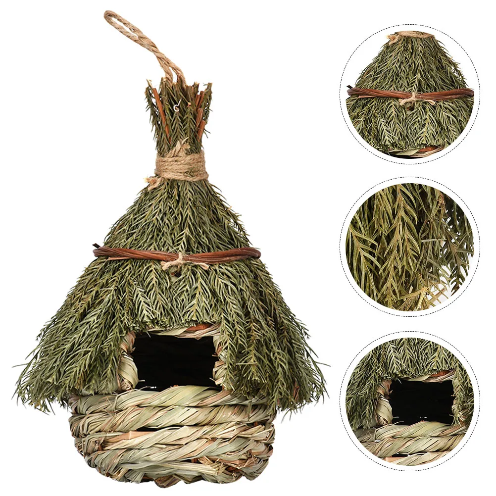 

Straw Rope Bird Nest Decorative Hanging Cage Seagrass nament Gardening Outdoor Birds Hanging House H made House