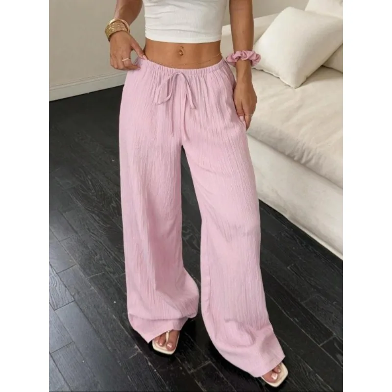Plus Size New Women Trousers Streetwear Fashion Casual Slim Lace-up Pink Sweet Trousers Elegant Female Trousers - Image 6