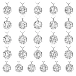 CLUCI Pure 925 Sterling Silver A-Z 26 Initials Letters Charms DIY Women Coin Necklace Pendant Fine Jewelry Gifts SF007SB