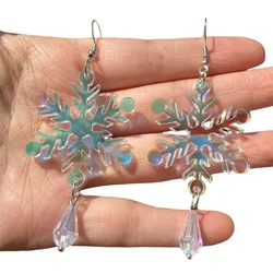 Shiny Clear Snowflake Dangle Earrings for Women Acrylic Snow Earrings Winter Earrings Christmas Earrings for Christmas Jewelry