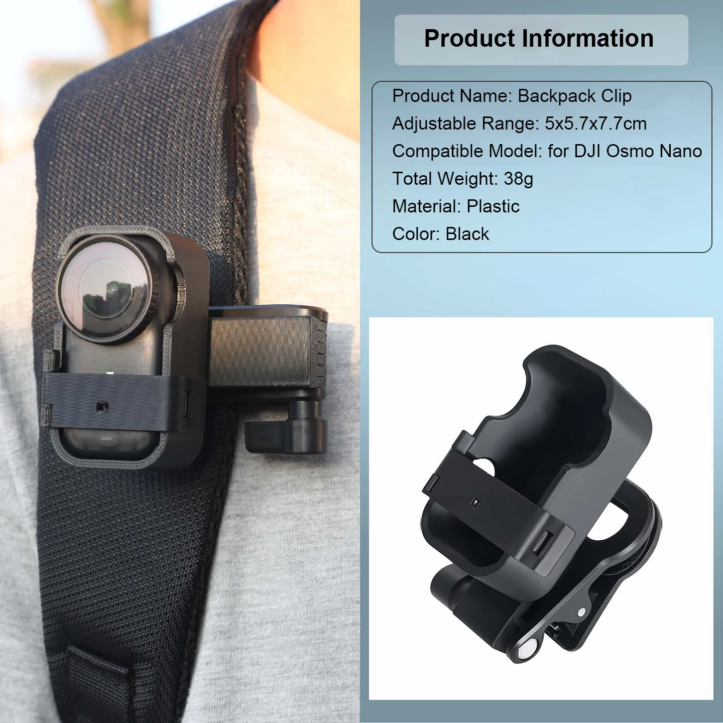 

For DJI Osmo Nano Thumb Camera Image Multifunctional Vision Backpack Straps Clip, Wristband Expansion Protection Accessories