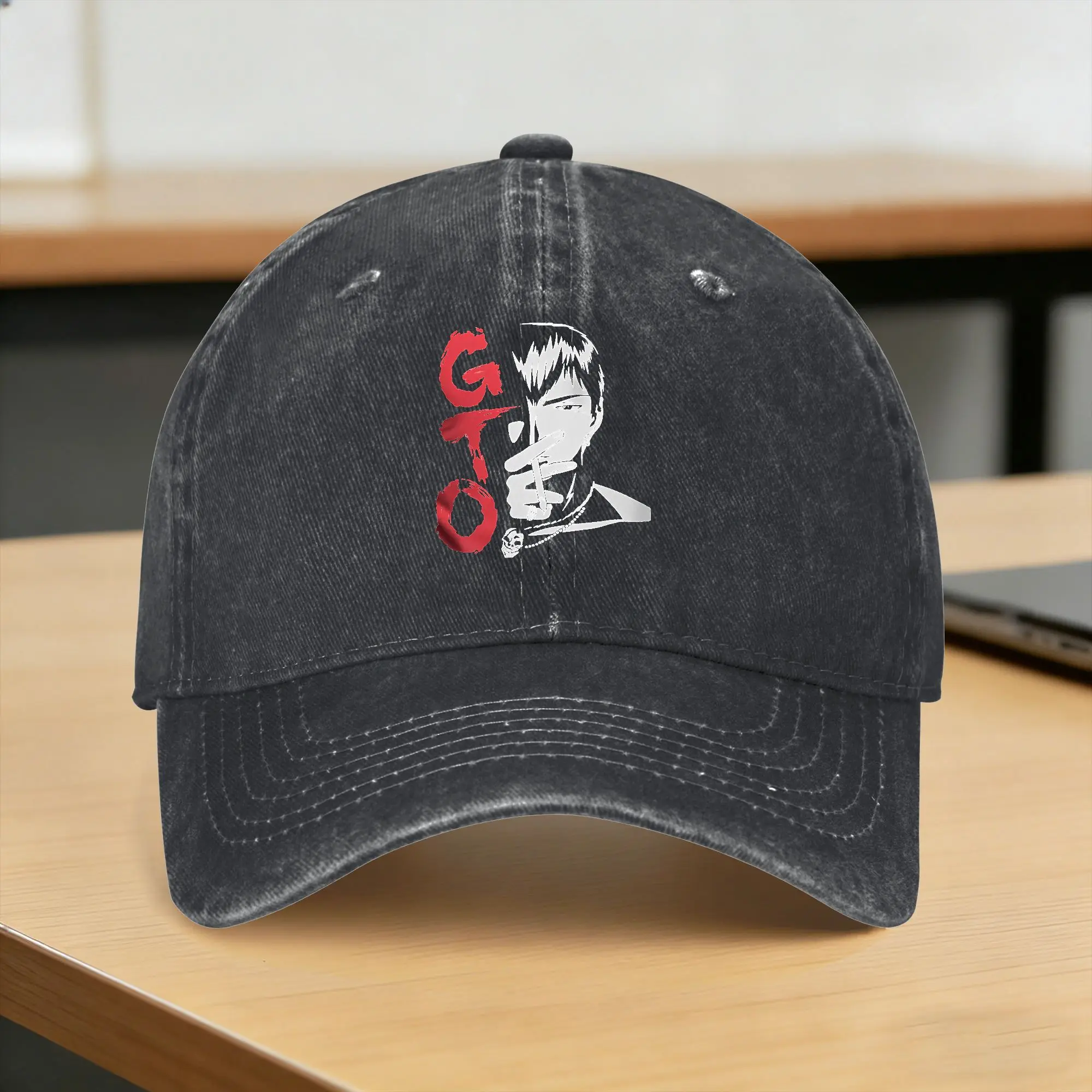 Gorra de béisbol retro de verano con diseño de anime Eikichi O-Onizuka GTO, lavada y ajustada, ideal para dropshipping.