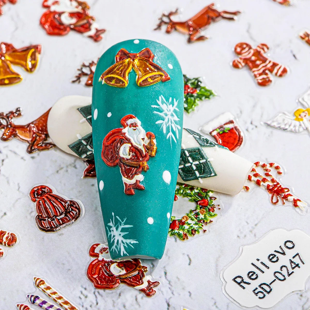 2 uds muñeco de nieve de dibujos animados encantador Navidad 3D autoadhesivo pegatina artística de uñas diamantes de imitación 5D relieves en relieve calcomanías de manicura