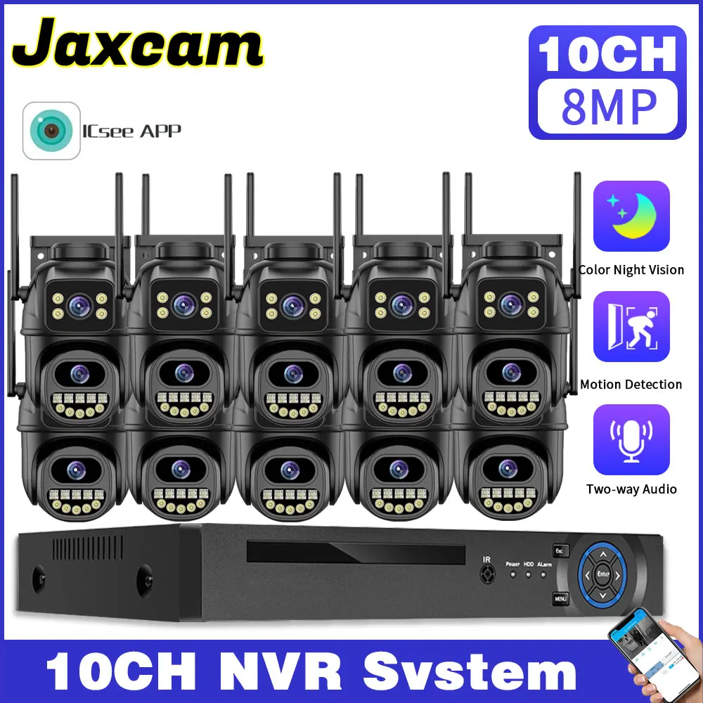 

4K HD POE Security Camera System Kit 8MP Outdoor WiFi PTZ Camera 10CH NVR Pedestrian Detection 48V Xmeye App CCTV Surveillance
