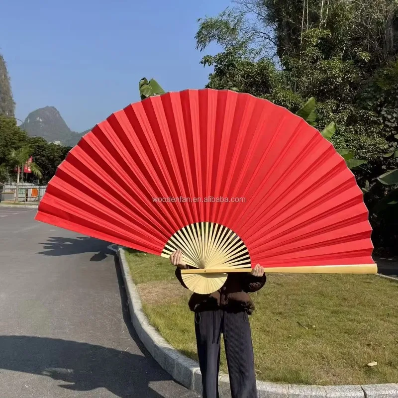Custom DIY Printing Pattern Large Paper Bamboo Folding Fan Solid Color Wall Hanging Fan