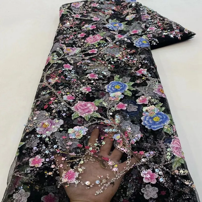 

Nigerian Tulle Lace French Beads Embroidery Lace High Quality for Sewing TS2711