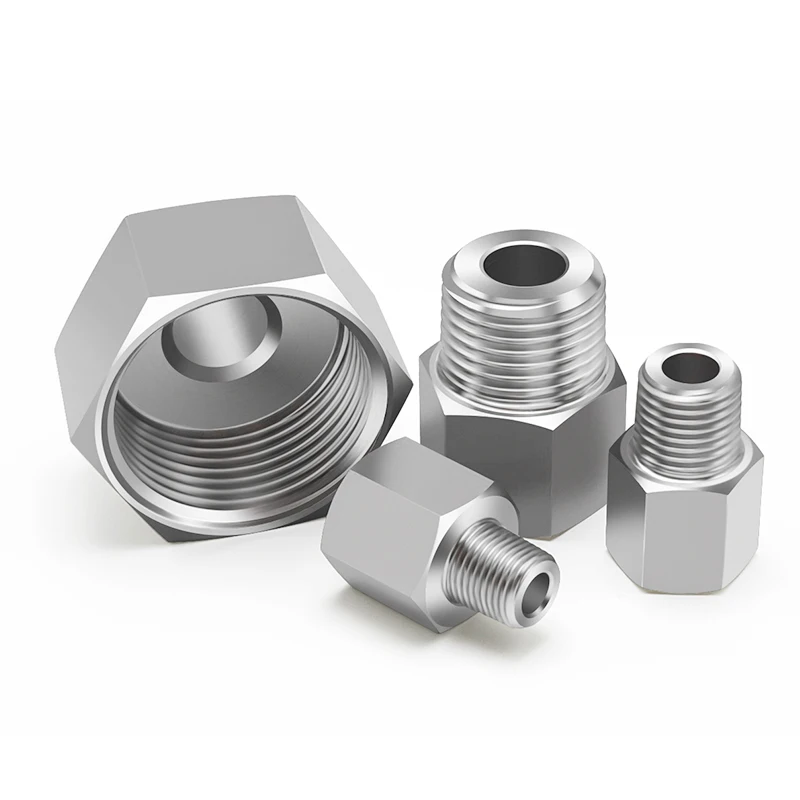 5Pcs 304 stainless steel BSP 1/8 "1/4" 3/8 "1/2" internal thread to external thread pipe fitting adapter metric pressure gauge