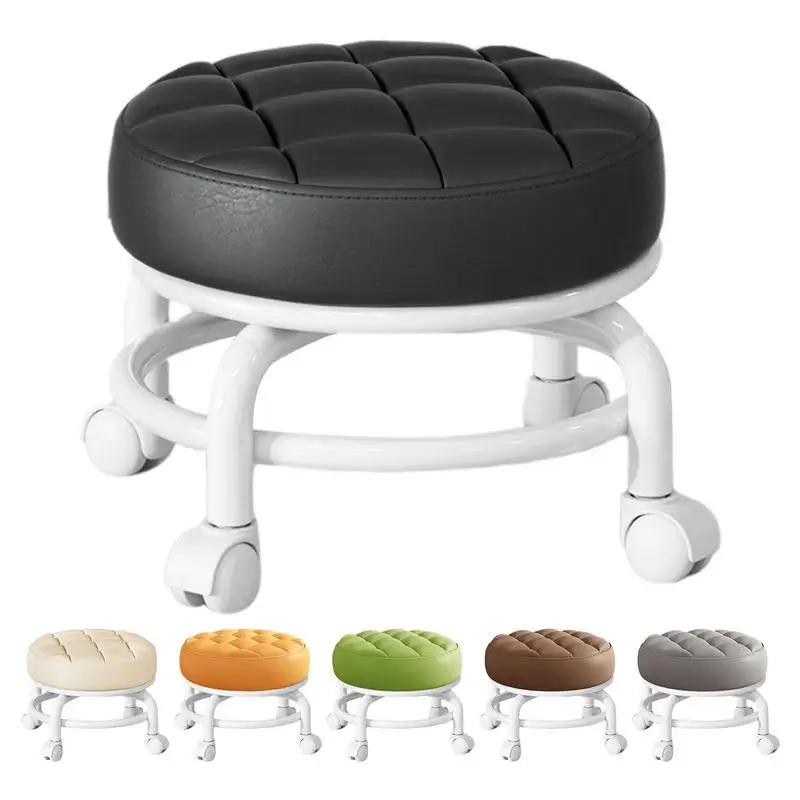 

Rolling Stool Chair Rolling Vanity Stool Wheel Small Stool 360 Degree Rotating Children Pulley Low Walking Round Chair Stool