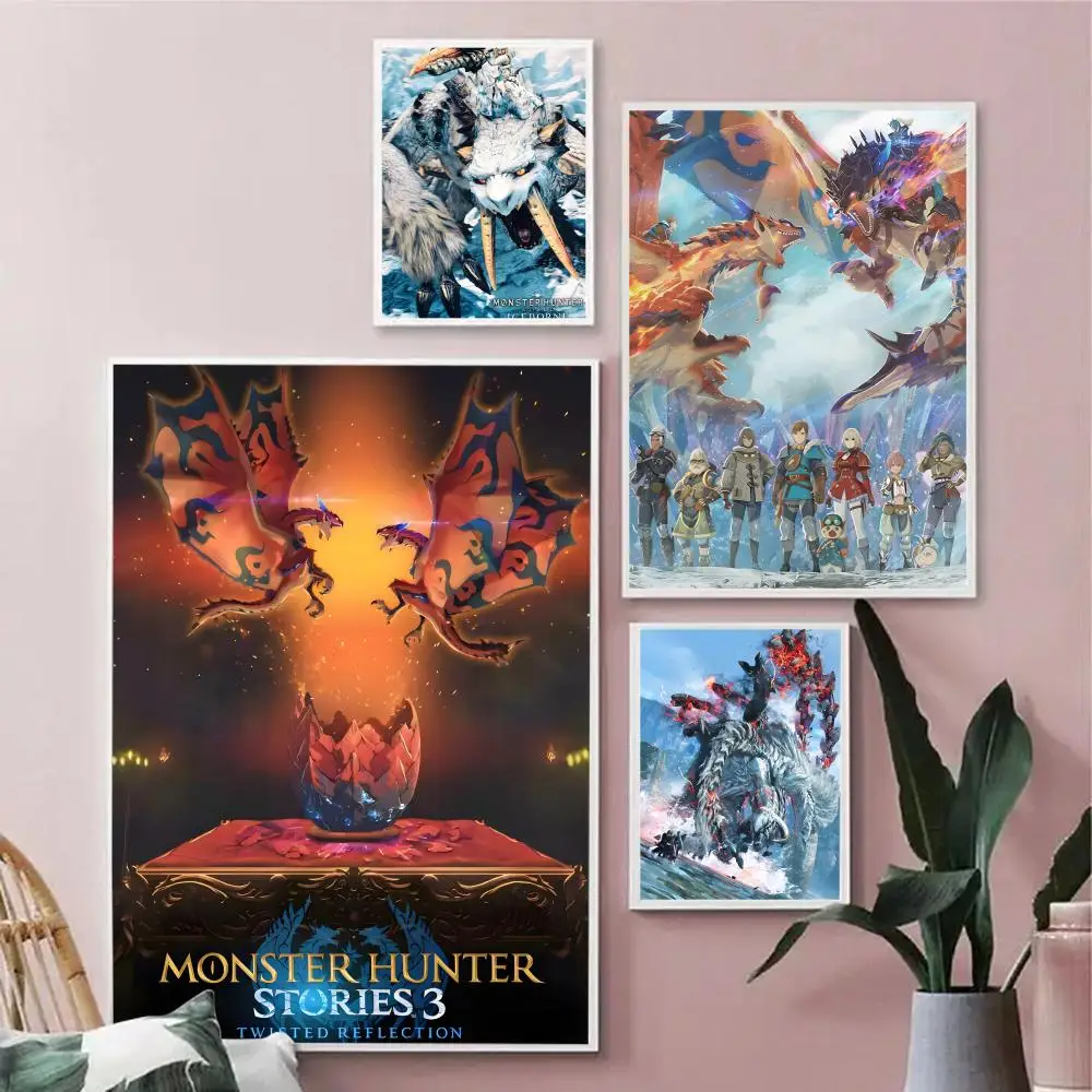 M-Monster Hunter Stories 3 Twisted Reflection Poster Canvas Poster Wall Hanging Home Interior Decoration Art Mural Gift