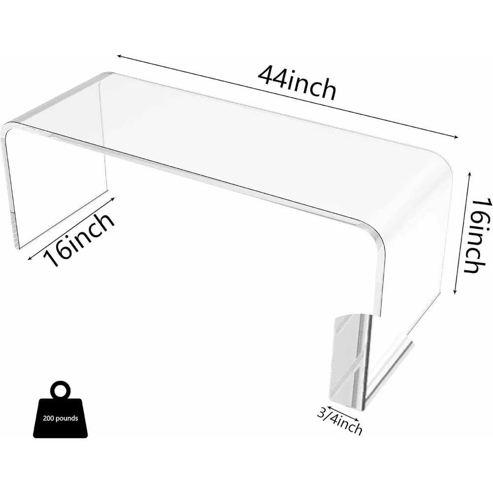 Salontafel Van Acryl, 44 "L X 16" W X 16 ''H X 3/4'' Dikke Heldere Theetafel, Multifunctionele Waterval Rechthoek Lucite Tafel