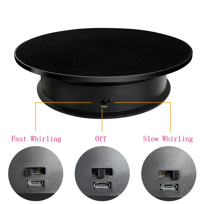 Electric Rotating Mirror Display Stand 2 Speeds Maximum Weight 3kg 360 Degree Whirling Platform Photography Video Shooting Props