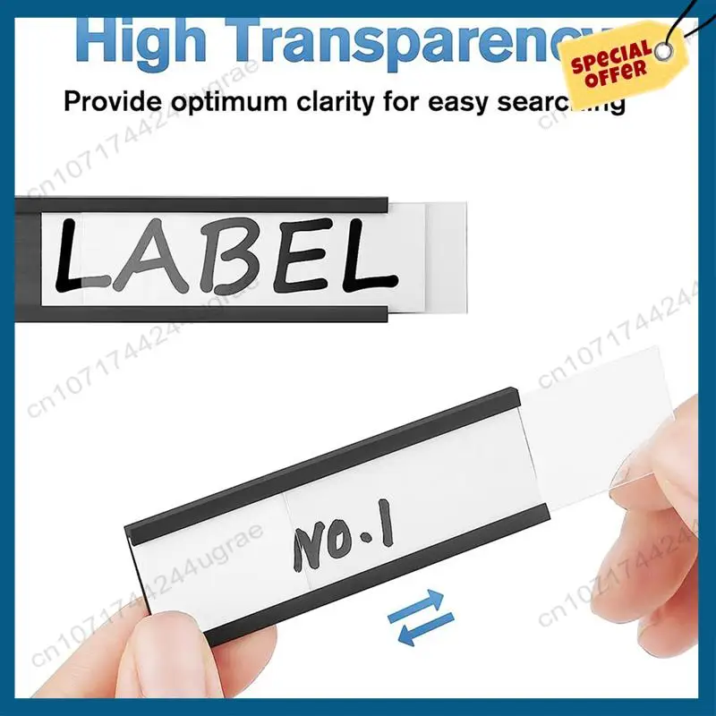 

-A15I 100 Pack Magnetic Label Holder C Channel Magnetic Labels, Magnetic Data Card Holder With Clear Plastic Protector