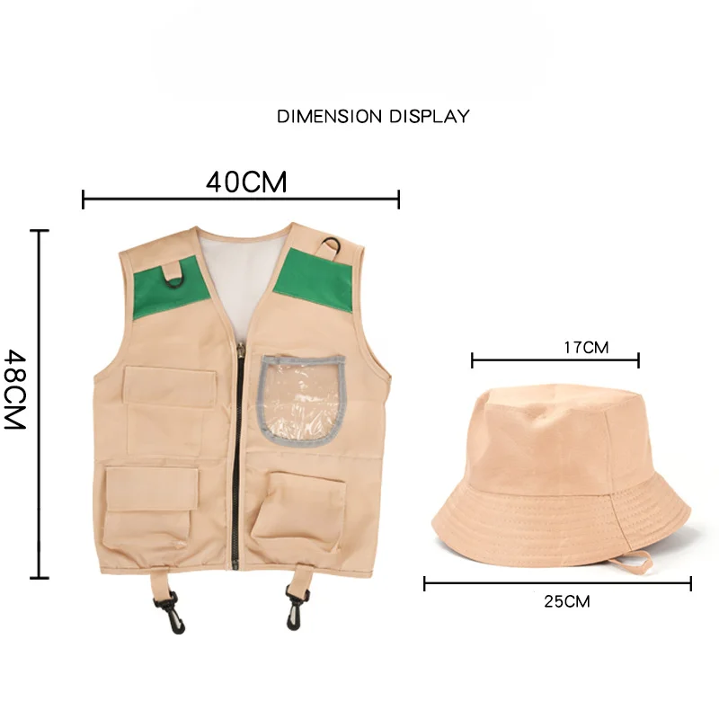Children Outdoor Adventure Clothes Utility Vest Fisherman Hat Set Stage Costumes Stylish Summer Camping Hiking Outfits for Boys