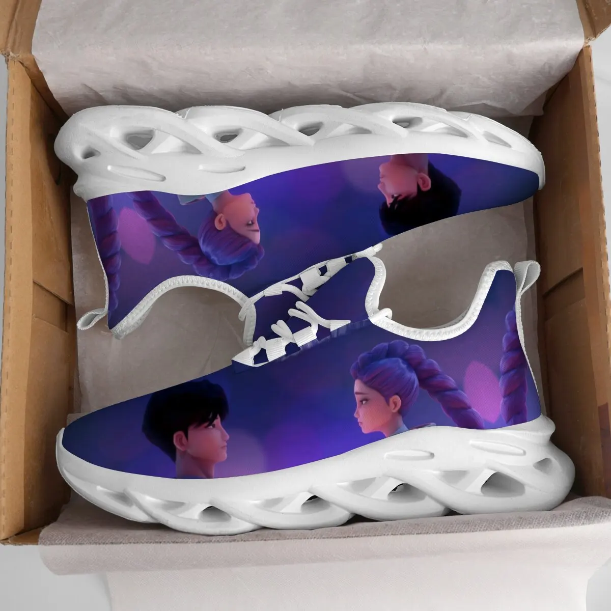 

New Children Casual Shoes Four Seasons Boy and Purple Hair Girl Cartoon Print Sports Shoes Sports Shoes Men Women Sneaker