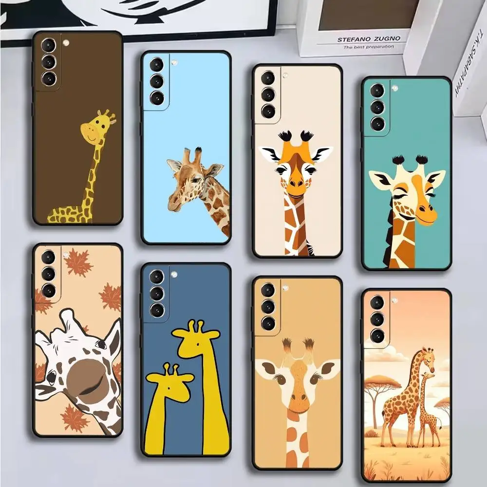 

Чехол для телефона с иллюстрацией жирафа для Samsung GalaxyA13,21s,22,31,32,52,53,71,72,73,мягкий черный чехол