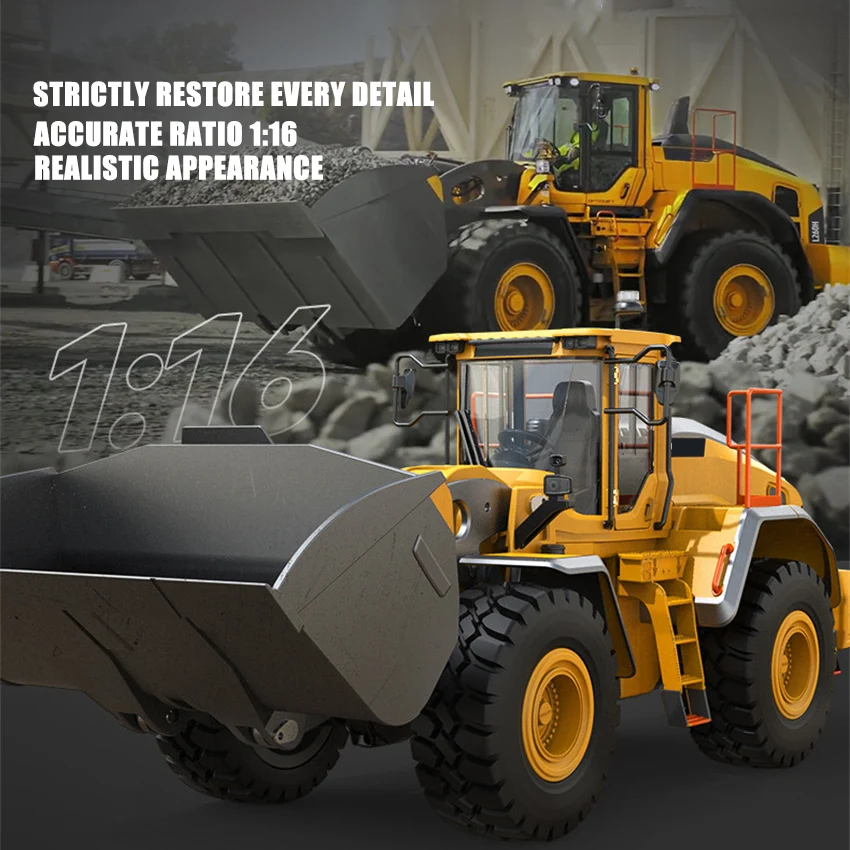 Toy Car 1/16 RC Full Metal Loader Excavator Electric Remote Control  Alloy Rc Car Excavator Engineering Model Cars Boy Kids Toys