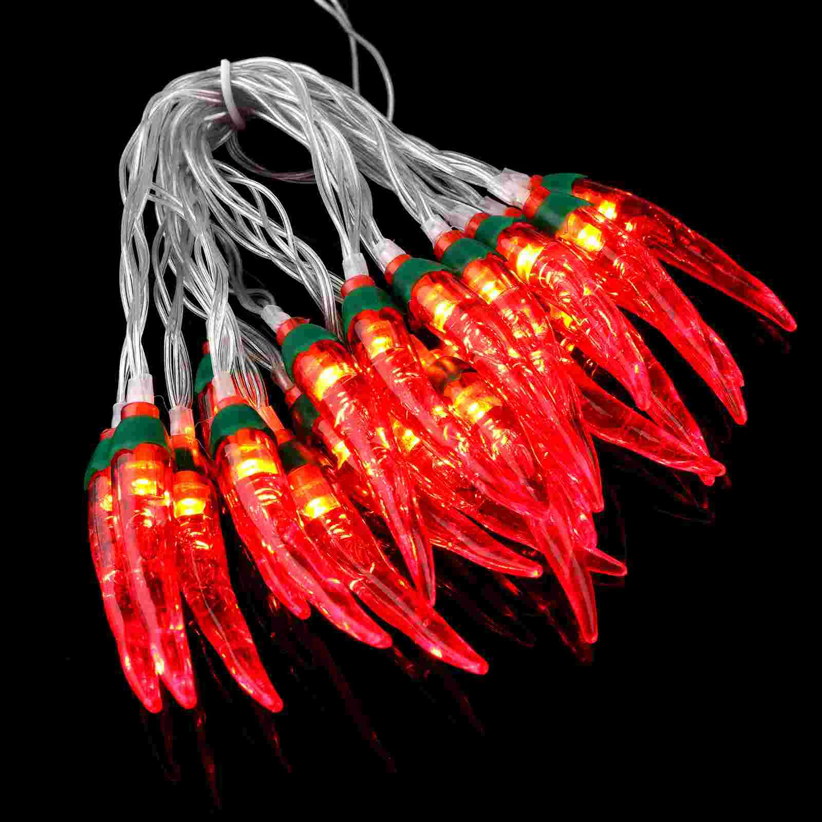 Chili String Lights 20 LEDs Powered Pepper Lights Decorations for Patio Fence Deck Balcony Camping (Red)