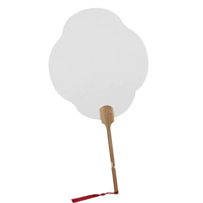 

DIY Chinese Calligraphy Fan Xuan Paper Group Blank Fan Material White Ruyi Lacquer Fan Special for Paint Art Eco-Friendly PVC