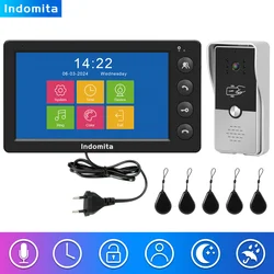 Indomita Wired Video Intercom System,Outdoor Door Phone Street Call Panel RFID Doorbell, Electronic Lock,Support AC 100V-240V