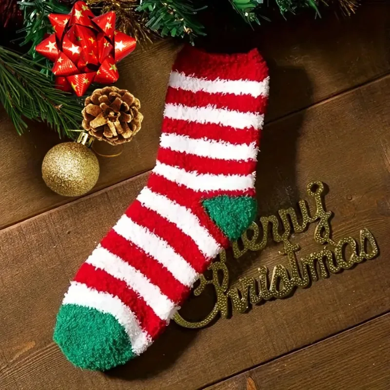 1 Pair Christmas Socks Winter Thickened Warm Confinement Floor Socks Men and Women Couple Hosiery Sleep Socks Christmas Gift